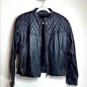 (P2) SHEBANG Women's Genuine Leather Biker Jacket Size 2XL